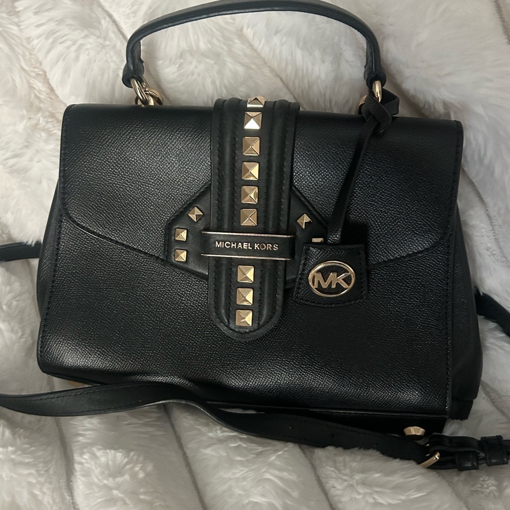Michael Kors Black Satchel with Gold Accents